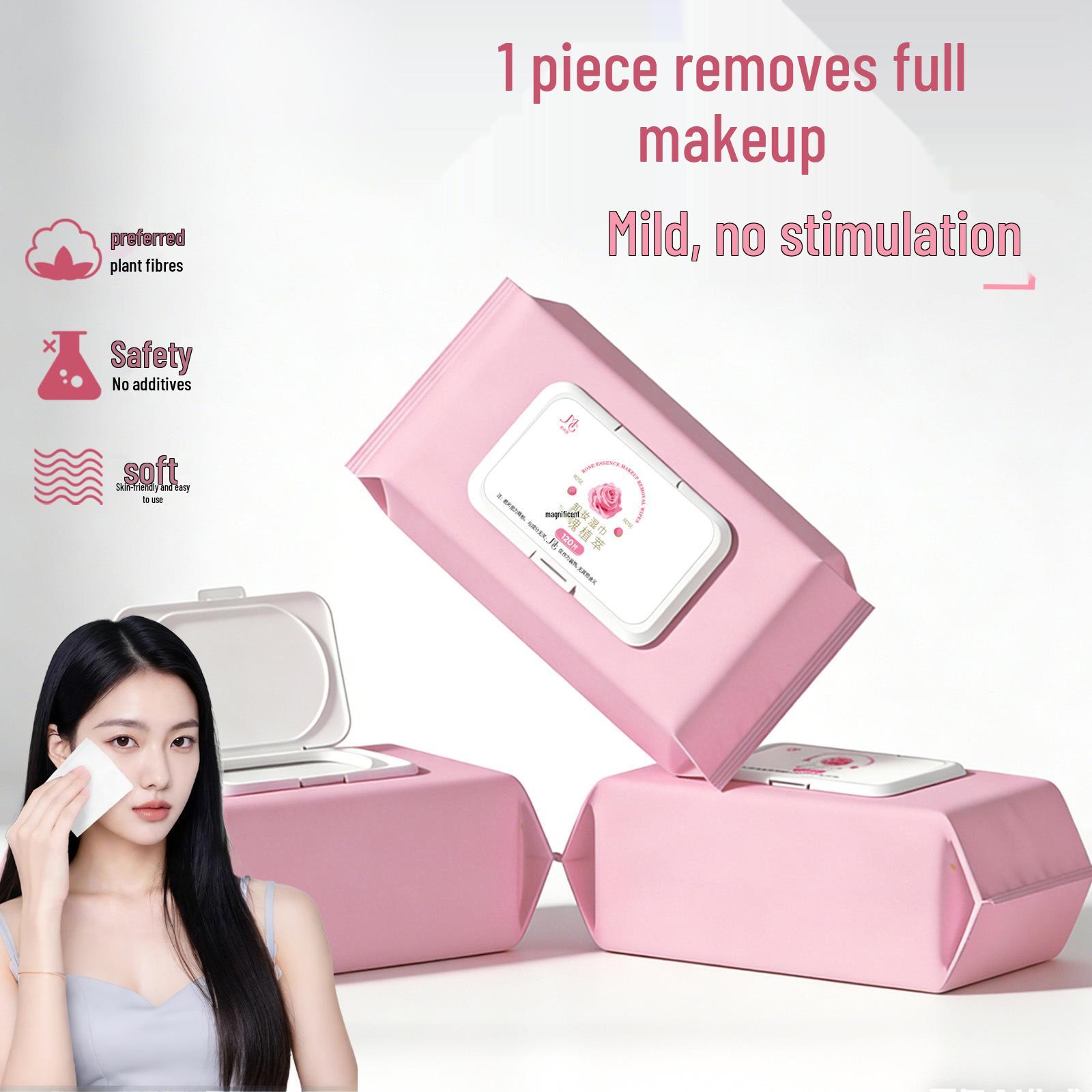 Gentle No-Rinse Disposable Makeup Remover Wipes for Eyes, Lips & Face - Portable Pull-Out Wet Wipes Cosmetics Certification