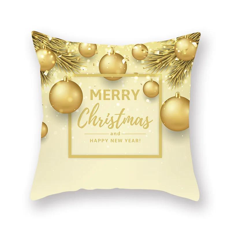 Cushion Golden Christmas Pillowcase Car Sofa Bed  Decorative Sofa Cushion Covers Navidad  Cover