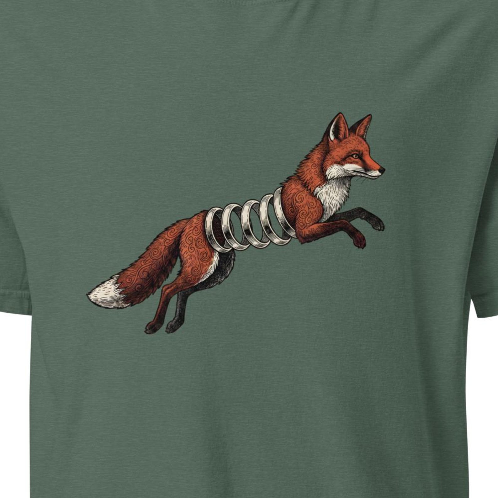 Spring Fox Shirt, Surreal Slinky Fox T-shirt, Weirdcore Fox Graphic, Comfort Colors® Fox Lover Gift L