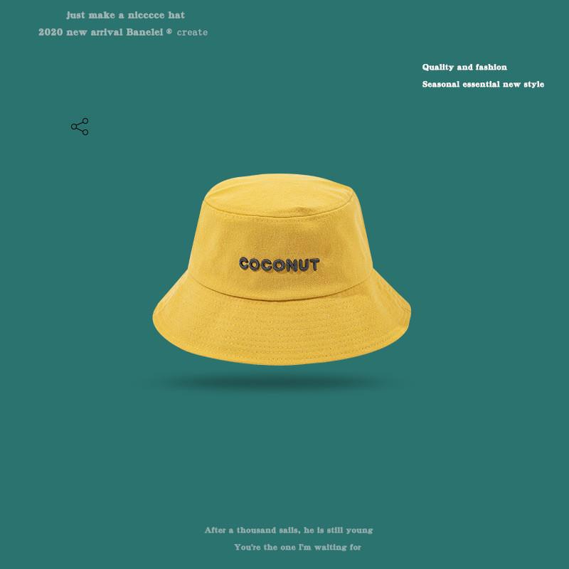 

Стильная хлопковая рыболовная шляпа с принтом кокоса для пар, модная, с широкими полями, защита от УФ, солнцезащитная шляпа жёлтый