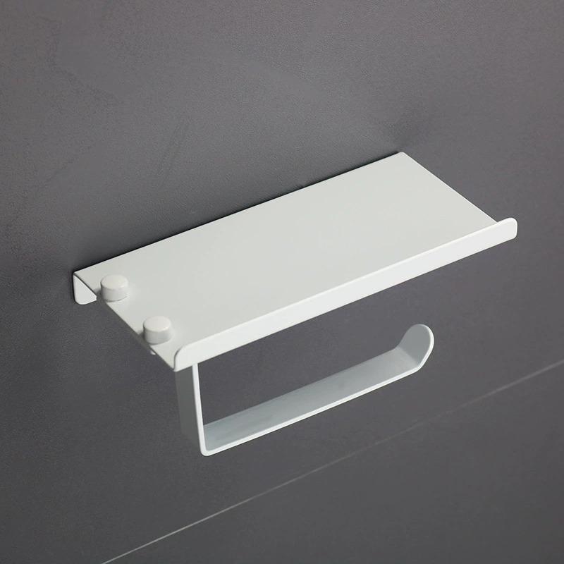 Soporte para papel higiénico de aluminio para baño con estante de almacenamiento para teléfono