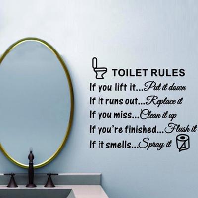 Toilettenregeln, Badezimmer, abnehmbarer Wandaufkleber, Vinyl, Kunstaufkleber, Diy Home Deco