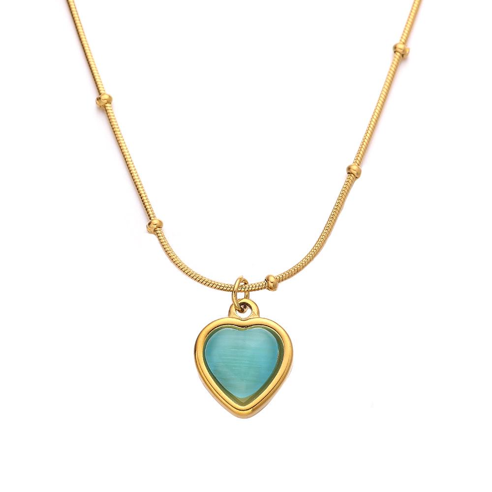 European and American Style Heart Pendant Titanium Steel Necklace for Women