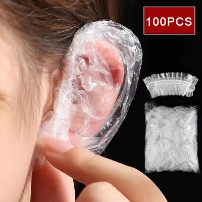 100Pcs Hair Dyeing Ear Cover Disposable Waterproof Ear Bath Shower Earmuffs
