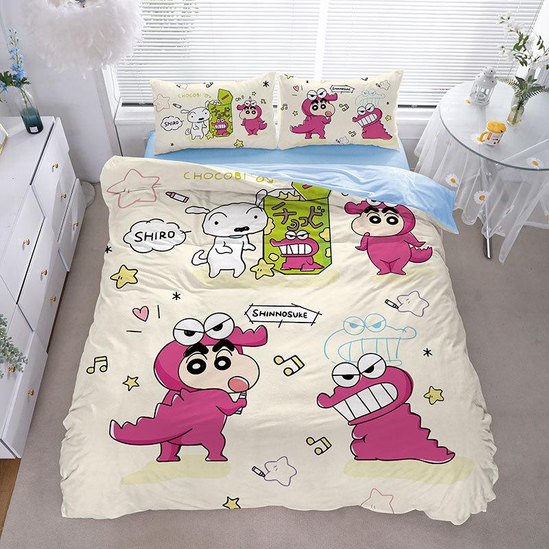 Cartoon Shin-Chan Duvet Cover Luxury Crayon Shin-Chan Bedding Set Pillowcase 2/3/Pcs Adult Children Gift Single Double