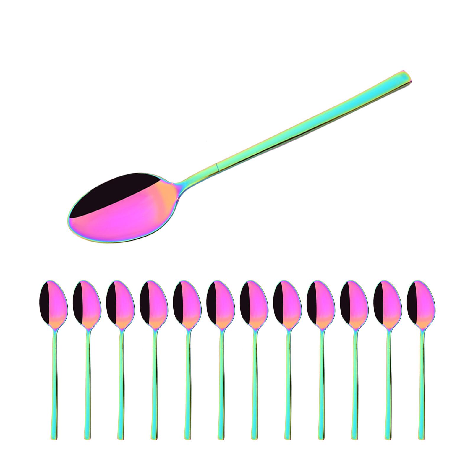 

12 шт./набір Золота кавова ложка з нержавіючої сталі Міні-чайні ложки для цукру Десертна ложка для морозива Супова ложка Кухонні аксесуари різнокольоровий