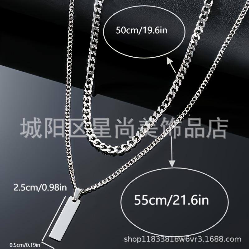 Long Double Layer Stacked Necklace Pendant Simple Personality Pendant ins Hip Hop Accessories