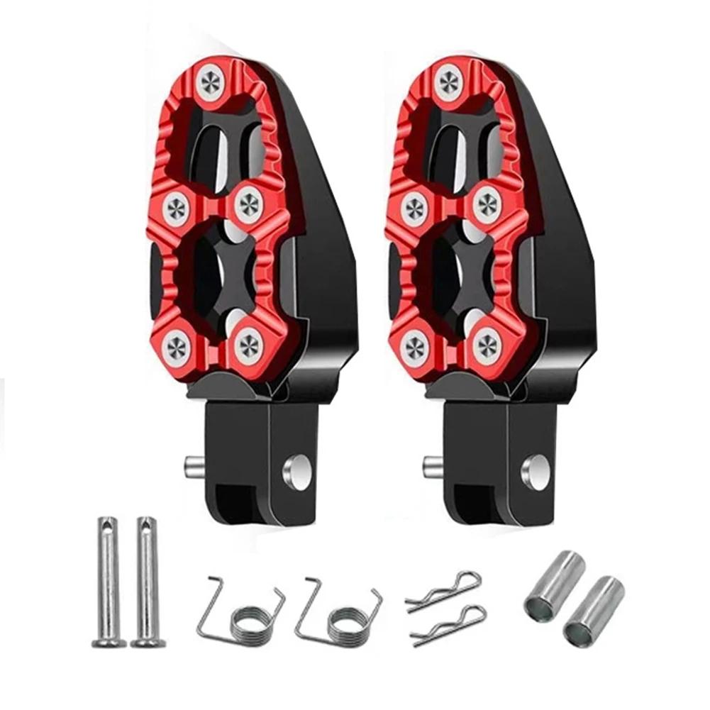 2PCS Aluminum Alloy Motorcycle Foot Pedals Angle Adjustable for Cafe Racer Scooter ATV E-Bike Foot Rests Foot Pegs Universal