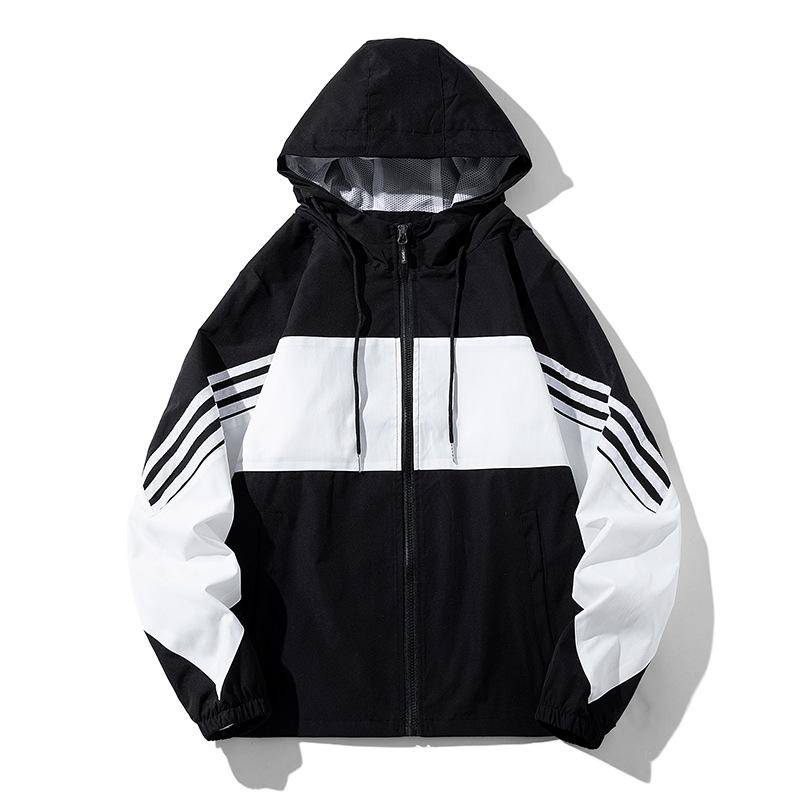 Autumn Couple Jacket Men's and Women's Autumn Casual Windbreaker Outdoor Running Sports Thin Hooded Color Blocked Jacket