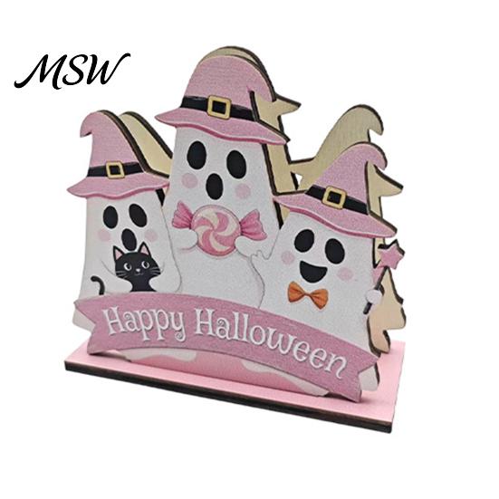 Festive Tissue Paper Organizer Halloween Wooden Napkin Holder, Cute Pastel Pumpkin Ghost Black Cat Tabletop Dispenser, Table Decor Waterproof