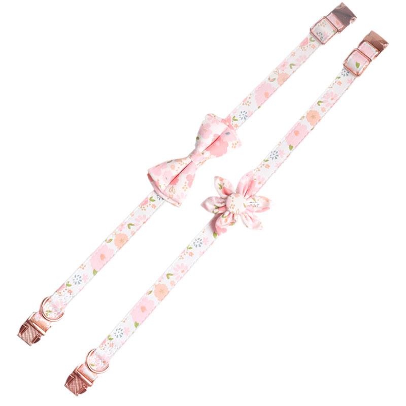 New Floral Dog Collar Rose Gold Sunflower Bow Pet Collar for Dogs Cat Collar Cat Harness Dog Clothes Dogs Accessoires Pet