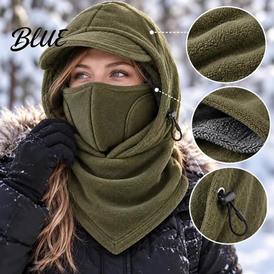 Warm Fleece Hat with Sunshade Brim Winter Balaclava Ski Mask Windproof Face Cover Brim Neck Running Mask for Cold Weather Warmer Adjustable Thermal