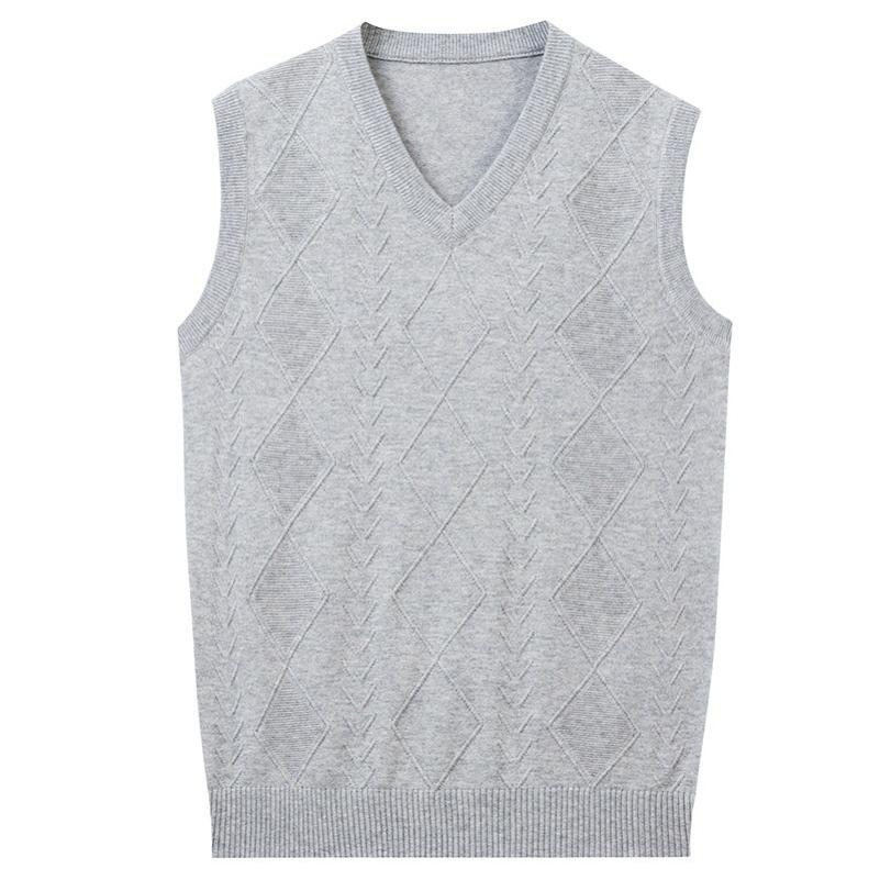 Gilet di lana da uomo autunnale, gilet casual largo lavorato a maglia da uomo, maglione con scollo a V