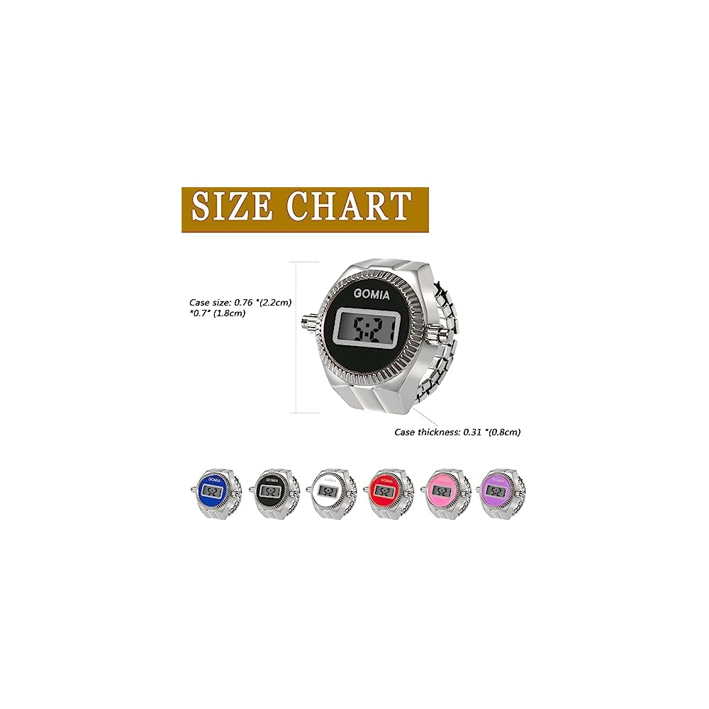 "Retro Digital LED Ring Watch Calendar Stopwatch Waterproof Silver Fashion Accessory Unisex"
