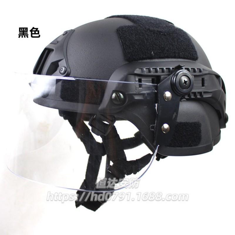 MICH2000 Tactical Patrol Helmet With Clear Anti-Riot Visor ABS Cycling Protective Gear Safety Headwear Adult Black Helmet with Standard Riot Face Shield