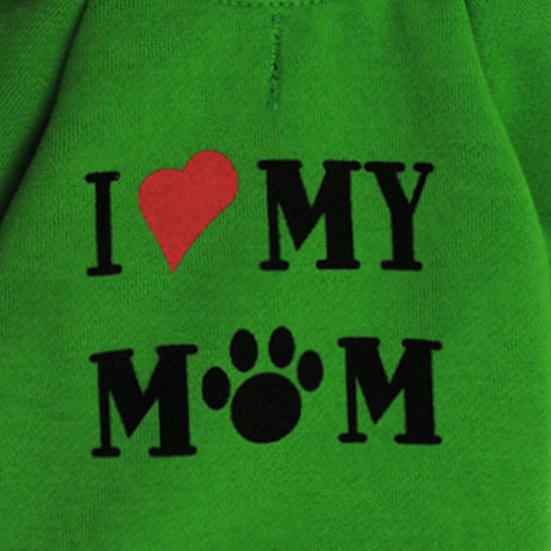 Pet Dog Short Sleeve Hooded T-Shirt I Love My Mom Letter Print Puppy Hoodies