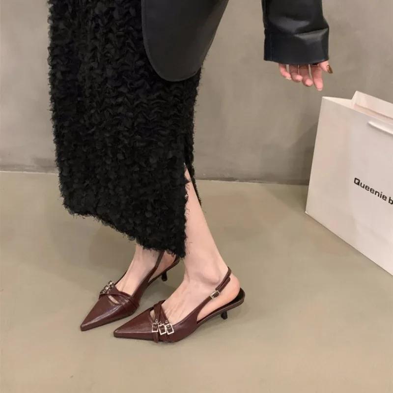 New High Heels Sandals Women Shoes Spring Summer Footwear Pointed Toe Party Ladies Shoes Fashion Buckle Strap Female Pumps