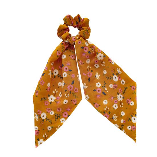 Women Hair Band Floral Printing High Elasticity Long Ribbon Hair Tie Ponytail Bun Half-Tied Hairstyles Chiffon Fabric Hair Accessory