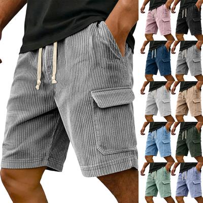 Pantalones Cortos de Pana para Hombre con Bolsillos Cintura con Cordón Pantalones Cortos de Chándal para Hombre Corte Casual para el Uso Diario Pantalones Cortos de Algodón Hombre