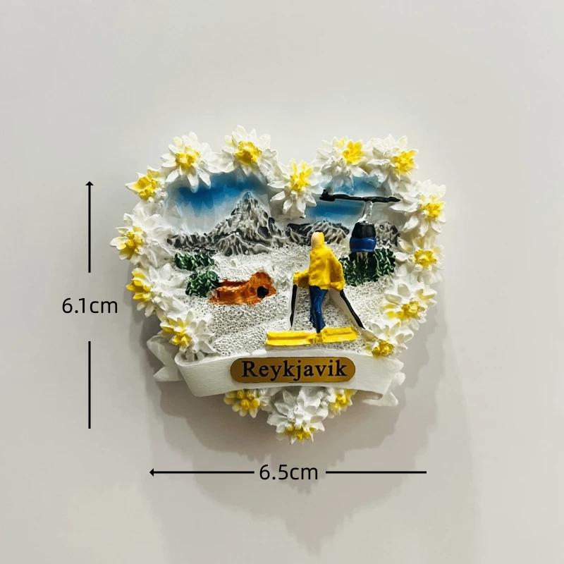 Iceland Reykjavik Resin Fridge Magnet Stickers Travel Souvenir Gift Landscape Refrigerator Magnet Home Kitchen Decor