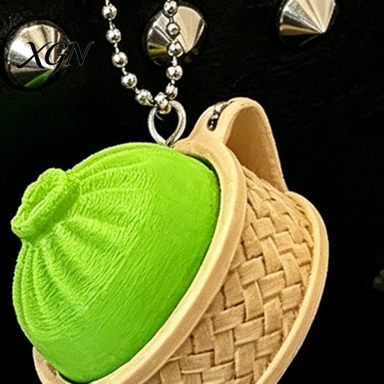 Bag Hanging Toy 3D Printed Dumpling Squeeze Keychain, Stress Balls with Steamer, Cute Anxiety Relief Toy, Soft Decompression Dough Dough, Simulation