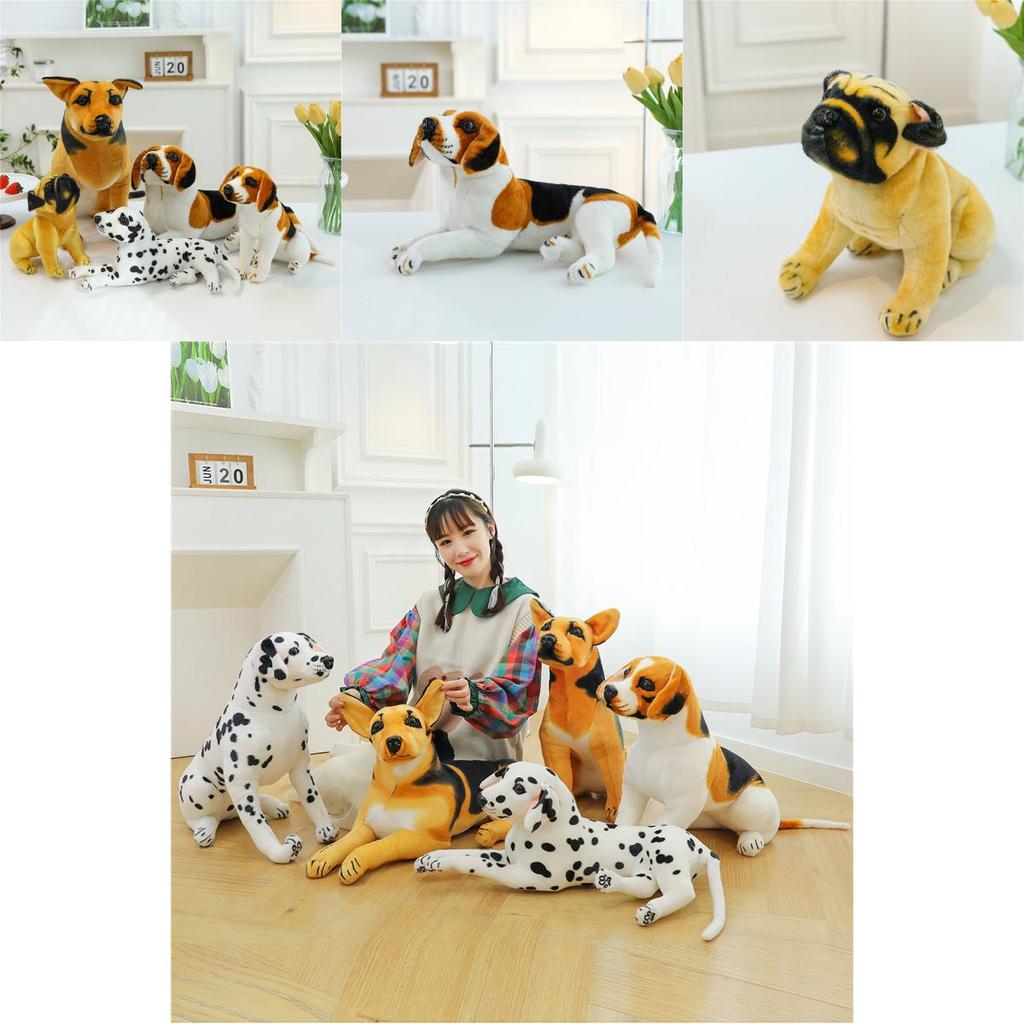 Cute Plush Toy Realistic Puppy Sheepdog Dalmatian Shar Pei Long Ear Dog Gift