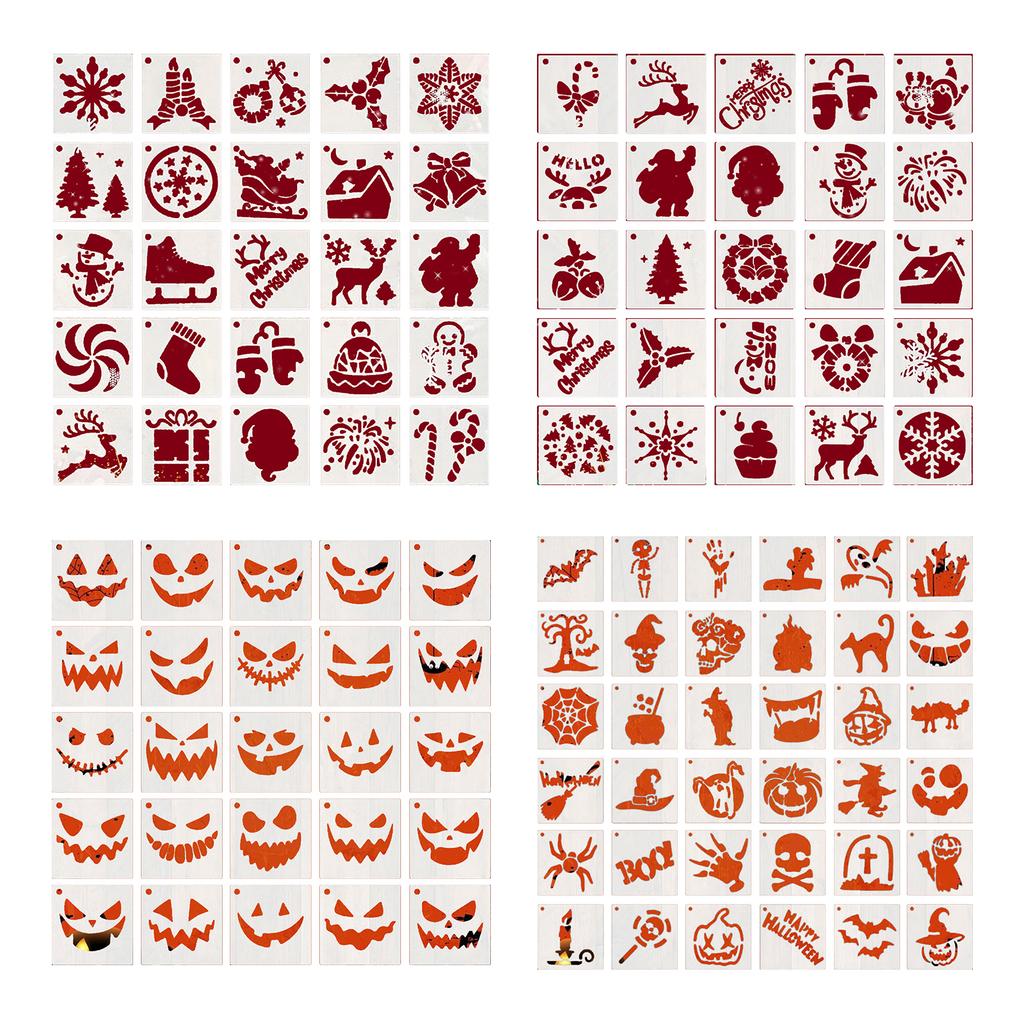 25Pcs Halloween Stencils for Crafts 3 Inch Drawing Template Drawing Craft Stencils for Painting On Wood Wall Pumpkin Home Decor
