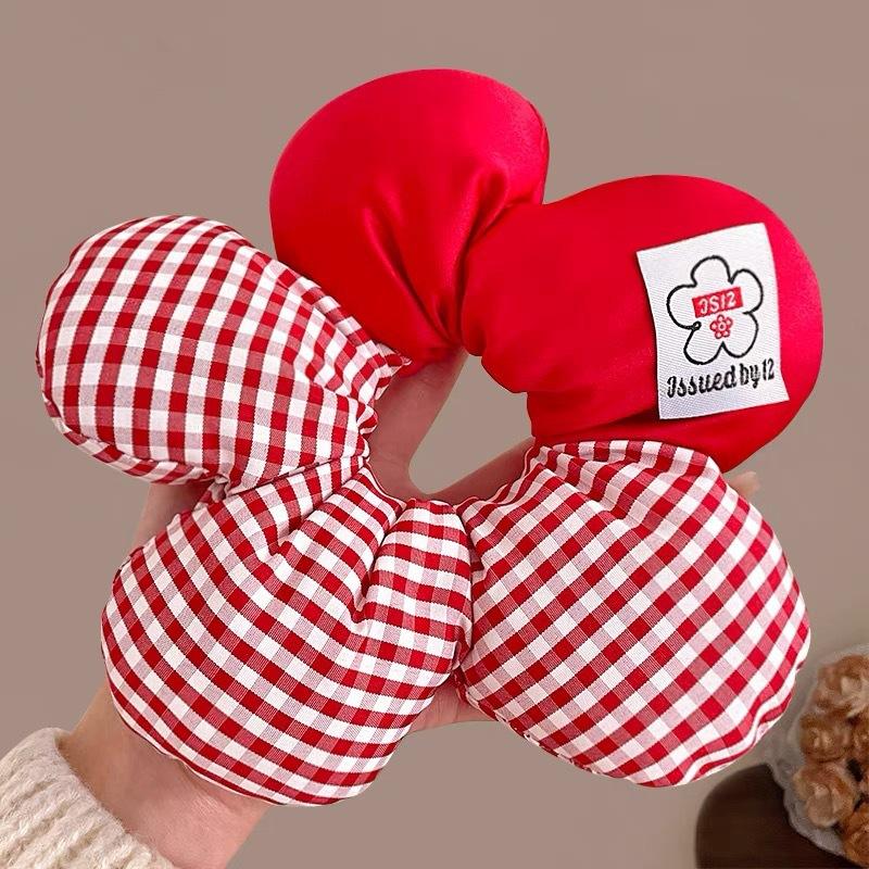 

Creative Butt Red Flower Large Intestine Hair Band Female Autumn And Winter Ball Headband Cute Mouse Hair Band
