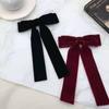 Vintage Velvet Bow Hairpins Barrettes For Women Girls Wedding Long Ribbon Korean Hair Clip Hairgrip Hair Accessories