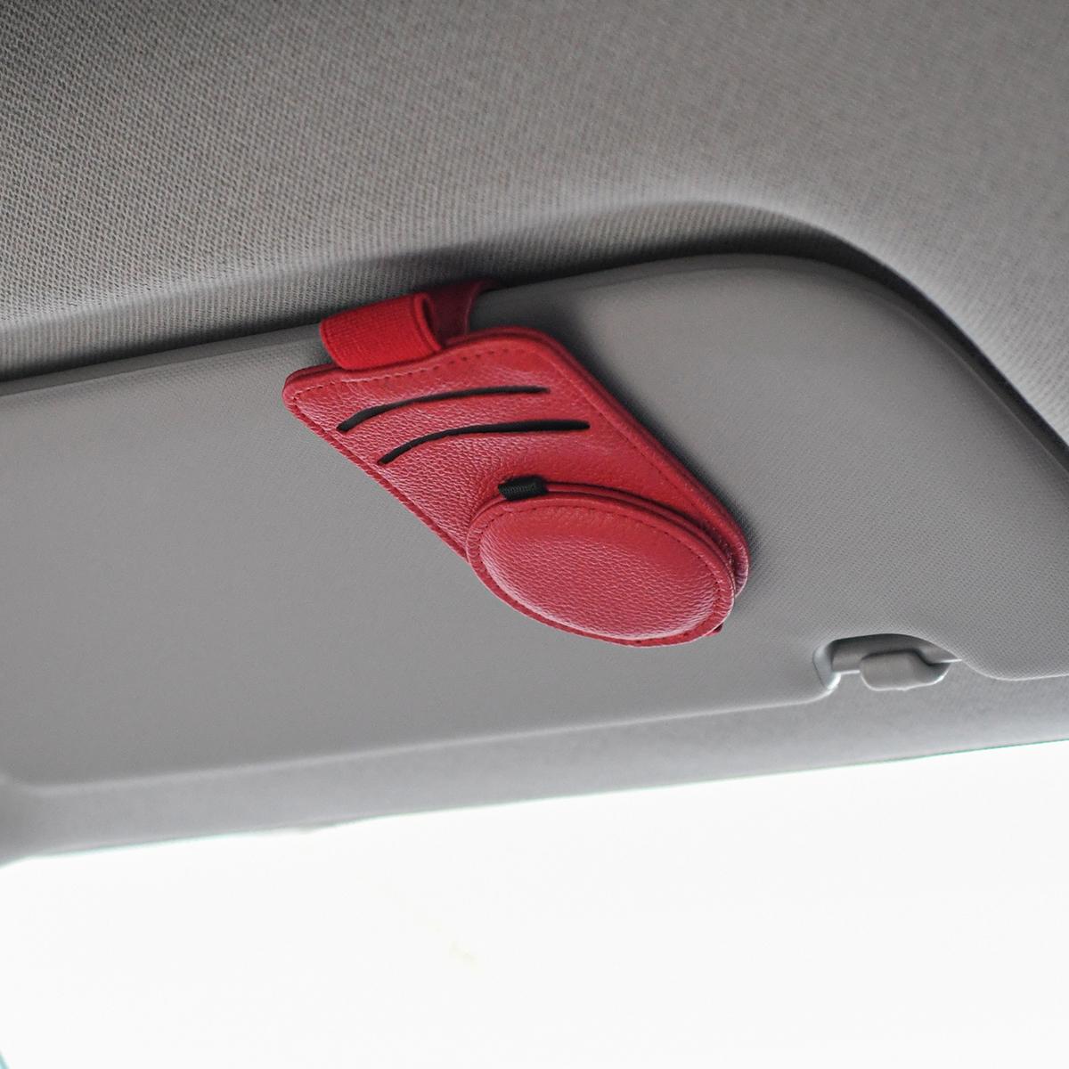 

PU кожаный портативный автомобильный держатель для очков зажим для хранения очков солнцезащитный козырек многофункциональный магнитный зажим для солнцезащитных очков красный