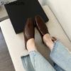 Fashion SUOJIALUN 2025 Autumn Women Slipper Ladies Round Toe Slip On Ladies Casual Mules Shoes Flat Heel Outdoor Dress Sandal Shoes