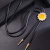 Vintage Sun Shape Gem Stone Bolo Tie Cowboy Costume Accessory for Men and Women Western Braided Cord Necktie Necklace