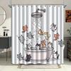 Cute Cat Shower Curtain Cartoon Kitten Bath Scene Fun Animal Art Pet Lover Decor Waterproof Printed Bath Curtain Home Fashion