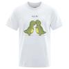 Hug Me Kawaii Green Little Dinosaur Funny Male T Shirts Loose T-Shirts Summer Cotton T-Shirts Street Short Sleeves 80395