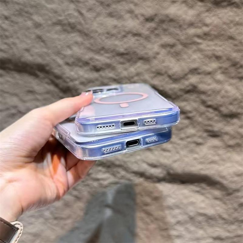Luxury Wireless Charge Magsafe Transparent Case For iPhone 15 16 14 13 11 12 Pro Max Plus 11 Magnetic Shockproof Soft Bumper Cover
