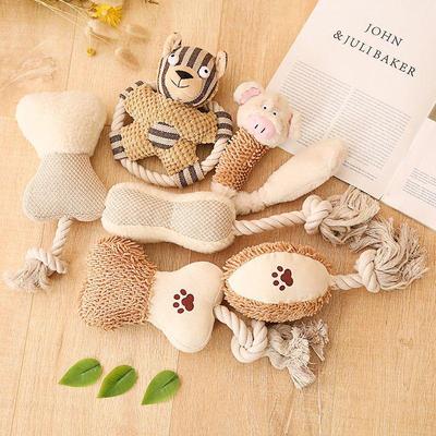 Pet Chew & Tug Rope: Squeaky Cat Doll & Knot Toy for Dogs & Puppies