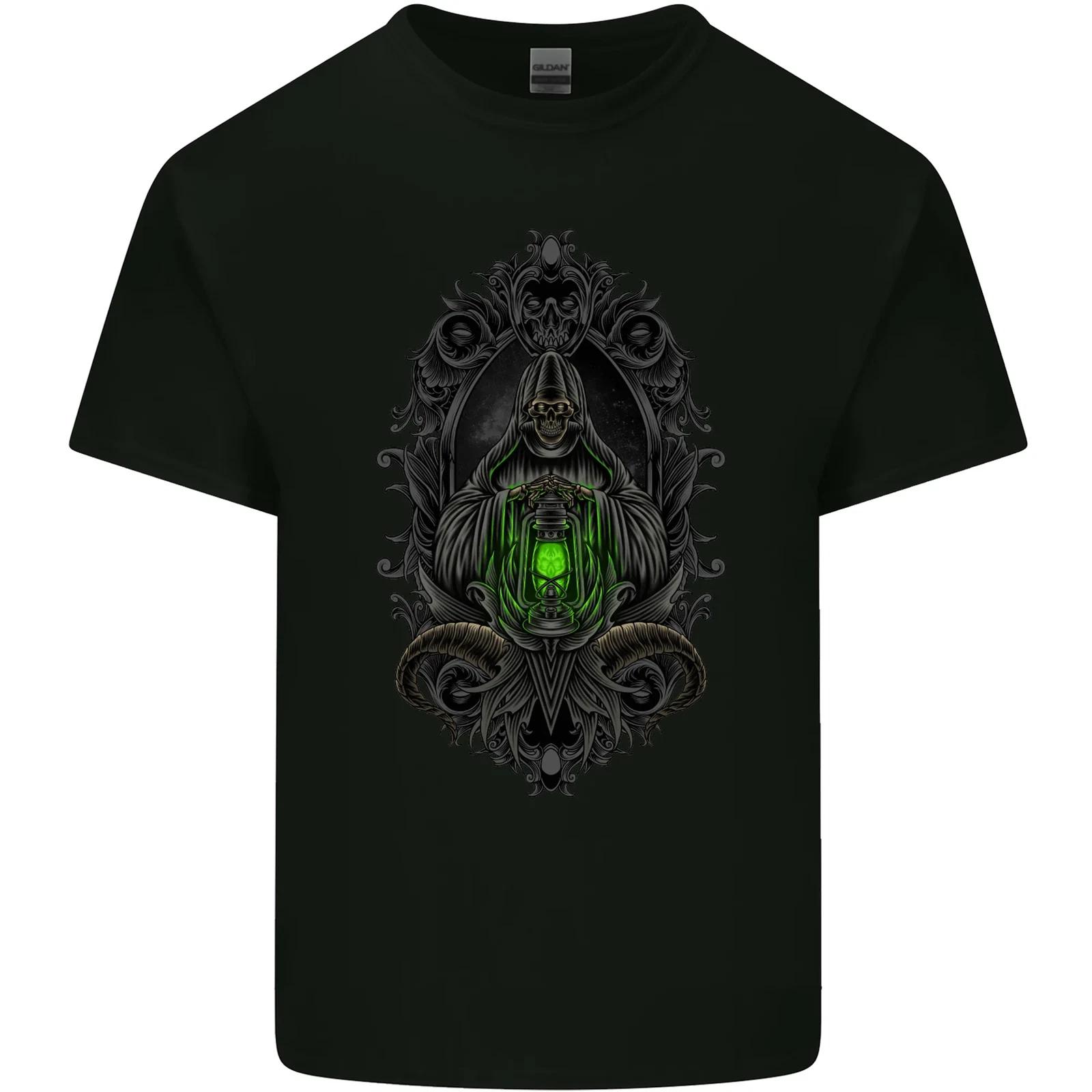 Grim Reaper Gothic Skull Heavy Metal Kids T-Shirt Childrens S