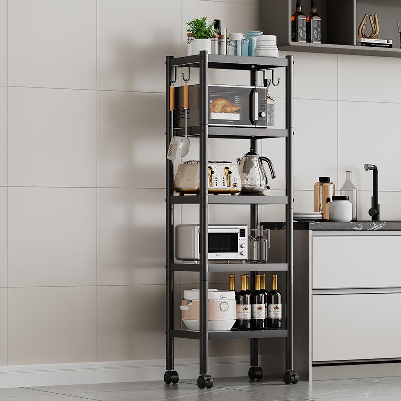 Multi-layer Floor-standing Kitchen Storage Rack for Pots and Microwave Oven