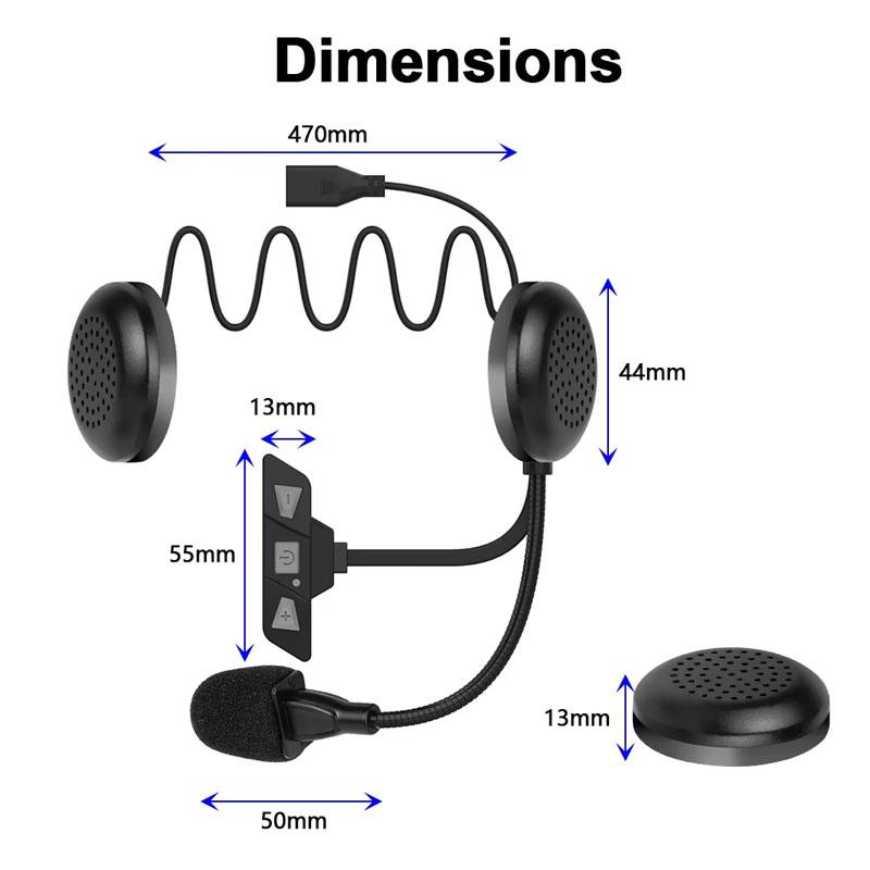 Motorcycle Helmet Headset Bluetooth 5.2 Earphone Wireless Handsfree Stereo Music Player with Mic Noise Reduction Headphone for Rider