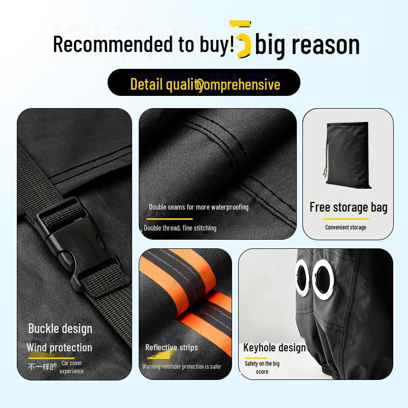 Wasserdichte, silberbeschichtete 210D-Motorradabdeckung, ideal für den Einsatz im Freien, Elektroautos, Fahrräder, Sonnenschutz, Staubschutz.