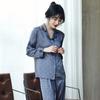 Women’s Spring Summer Ice Silk Pajama Set Long Sleeve Top and Pants Satin Heart Jacquard Lightweight Loungewear