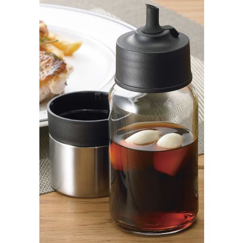 Iwaki Heat-Resistant Glass Condiment Container/Soy Sauce Dispenser, Drip-Free, 120ml (KS521-SVN)