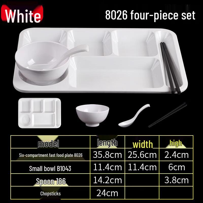 

Melamine Six-Compartment Canteen Plate Set