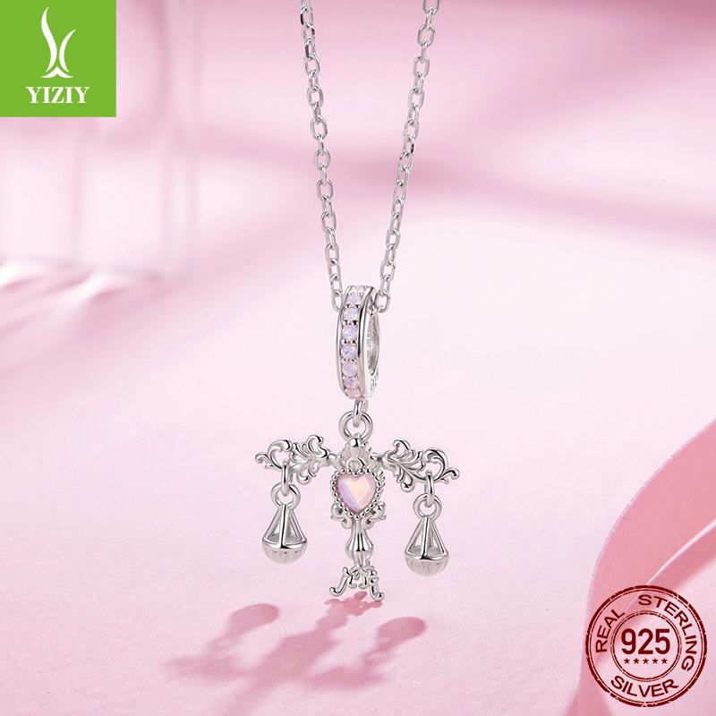French Romantic Libra 925 Sterling Silver Pendant Accessories Vintage Love Opal Diy Beads