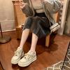 Cowhide~ Genuine leather little white shoes women's round head color matching muffin thick sole height increase casual sports shoes versatile