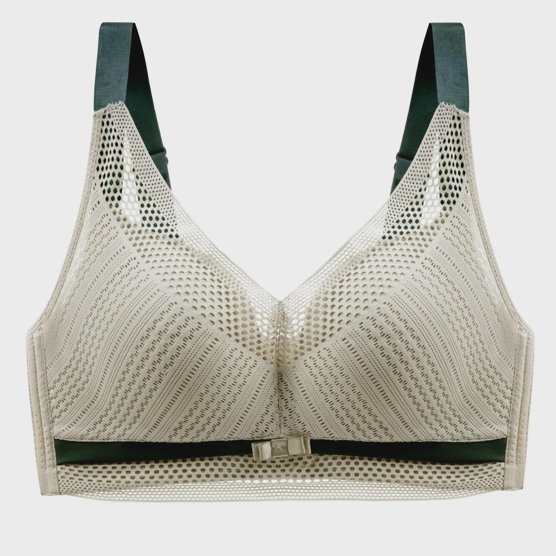 

Женский беспроводной летний бюстгальтер с боковой поддержкой для большой груди зелёный