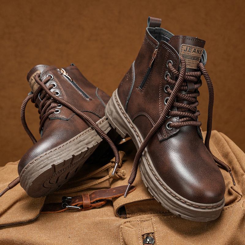 

Ботинки Мартина большого размера 45 46 мужские туфли осень новые высокие берцы рабочие ботинки платформа британский ретро мужские модные туфли 44