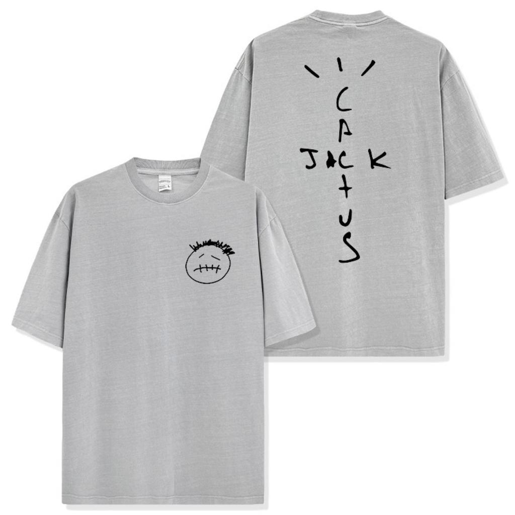 FlowStreet 100% Bavlna Oversized Tričko pro Muže Ženy HipHop Prané Trička Cactus Jack Krátký Rukáv Dárkové Vrcholy