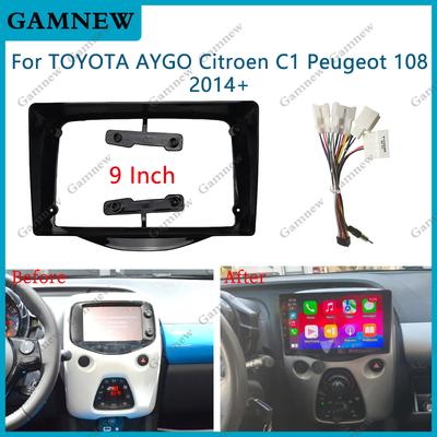 9 Inch Car Frame Fascia Adapter Android Radio Dash Fitting Panel Kit For Toyota Aygo Peugeot 108 Citroen C1 2014
