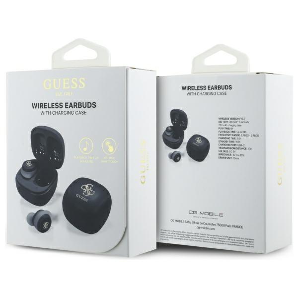 Guess Bluetooth Headphones GUTWSJ144ESK TWS + Docking Station Black/black Iridescent 4G Printed Logo